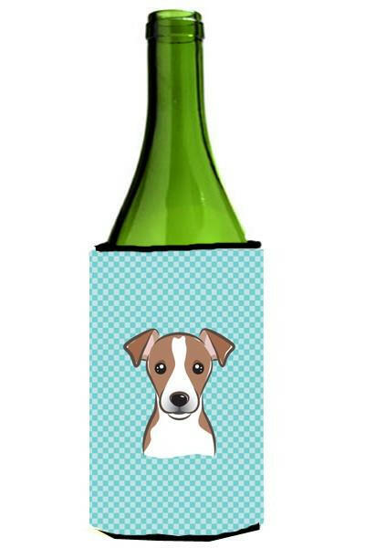 Checkerboard Blue Jack Russell Terrier Wine Bottle Beverage Insulator Hugger BB1198LITERK by Caroline's Treasures