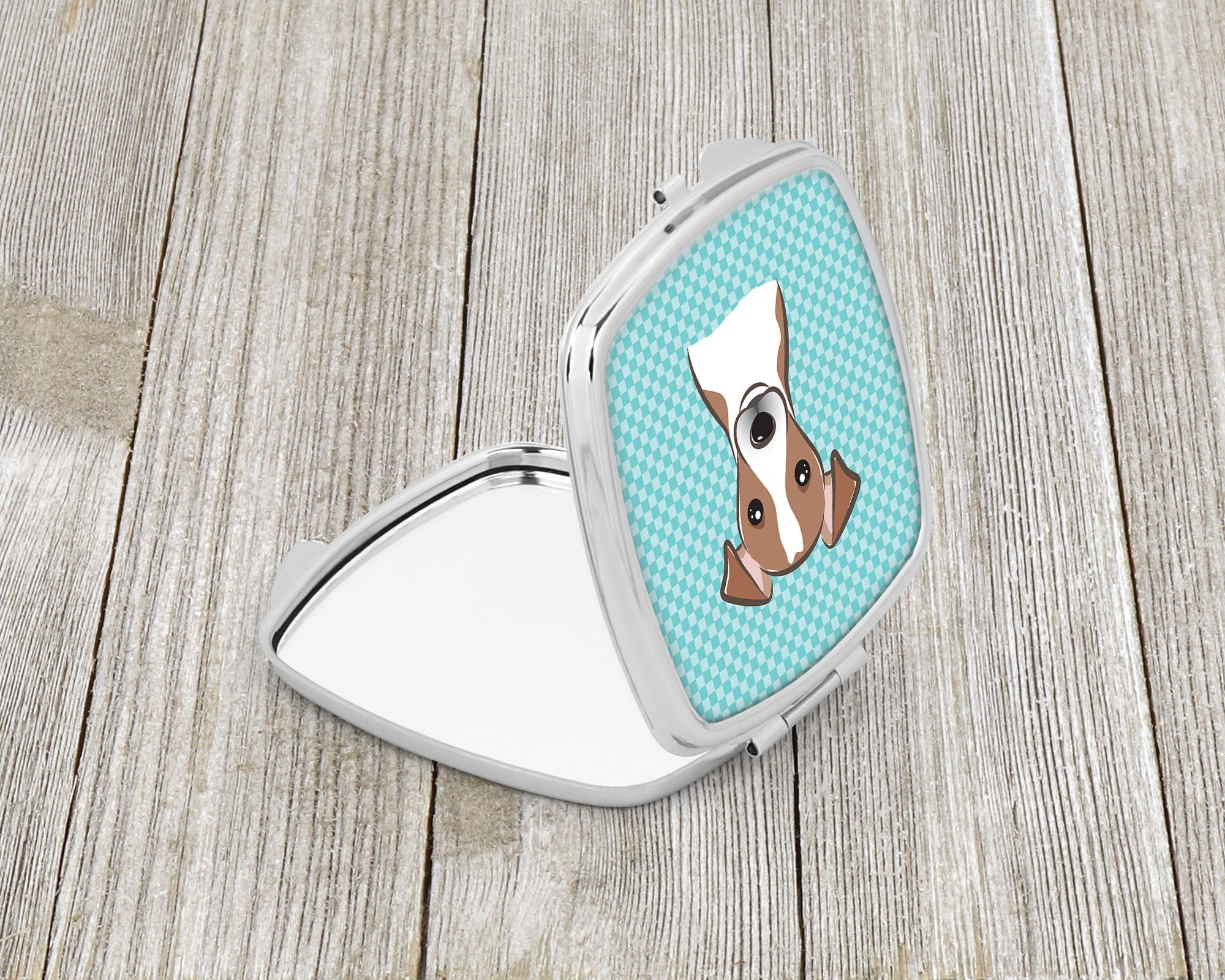 Checkerboard Blue Jack Russell Terrier Compact Mirror BB1198SCM