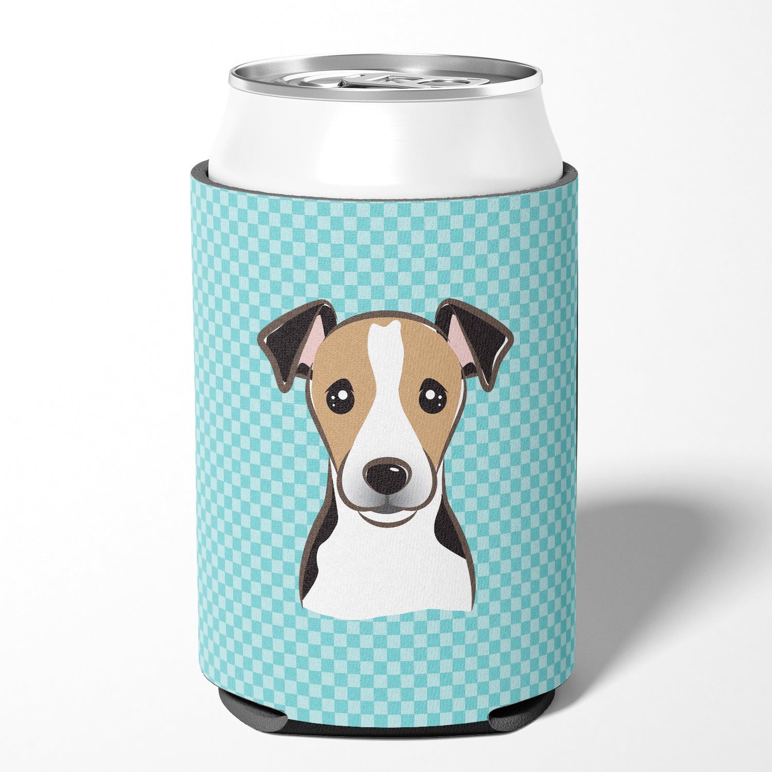 Checkerboard Blue Jack Russell Terrier Can or Bottle Hugger BB1199CC