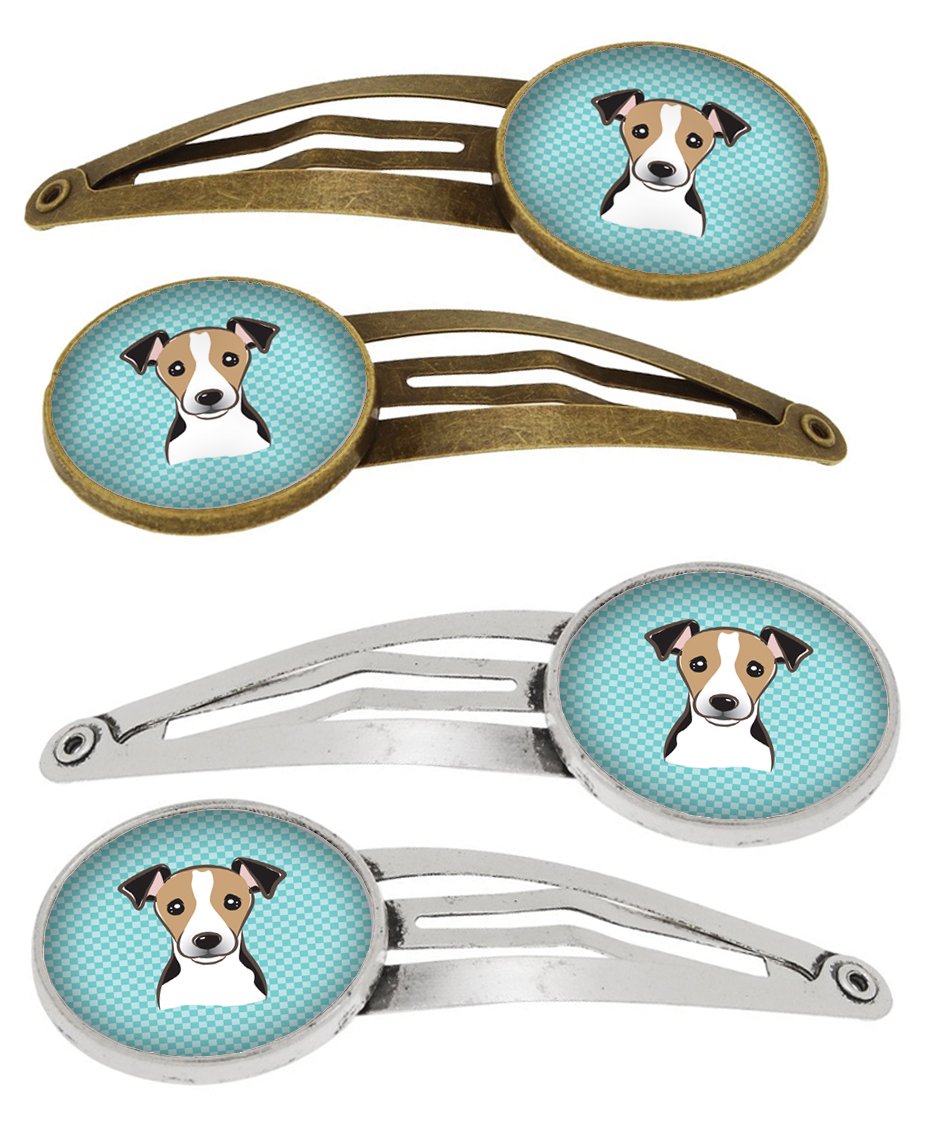 Checkerboard Blue Jack Russell Terrier Set of 4 Barrettes Hair Clips BB1199HCS4 by Caroline&#39;s Treasures