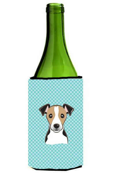 Checkerboard Blue Jack Russell Terrier Wine Bottle Beverage Insulator Hugger BB1199LITERK by Caroline&#39;s Treasures