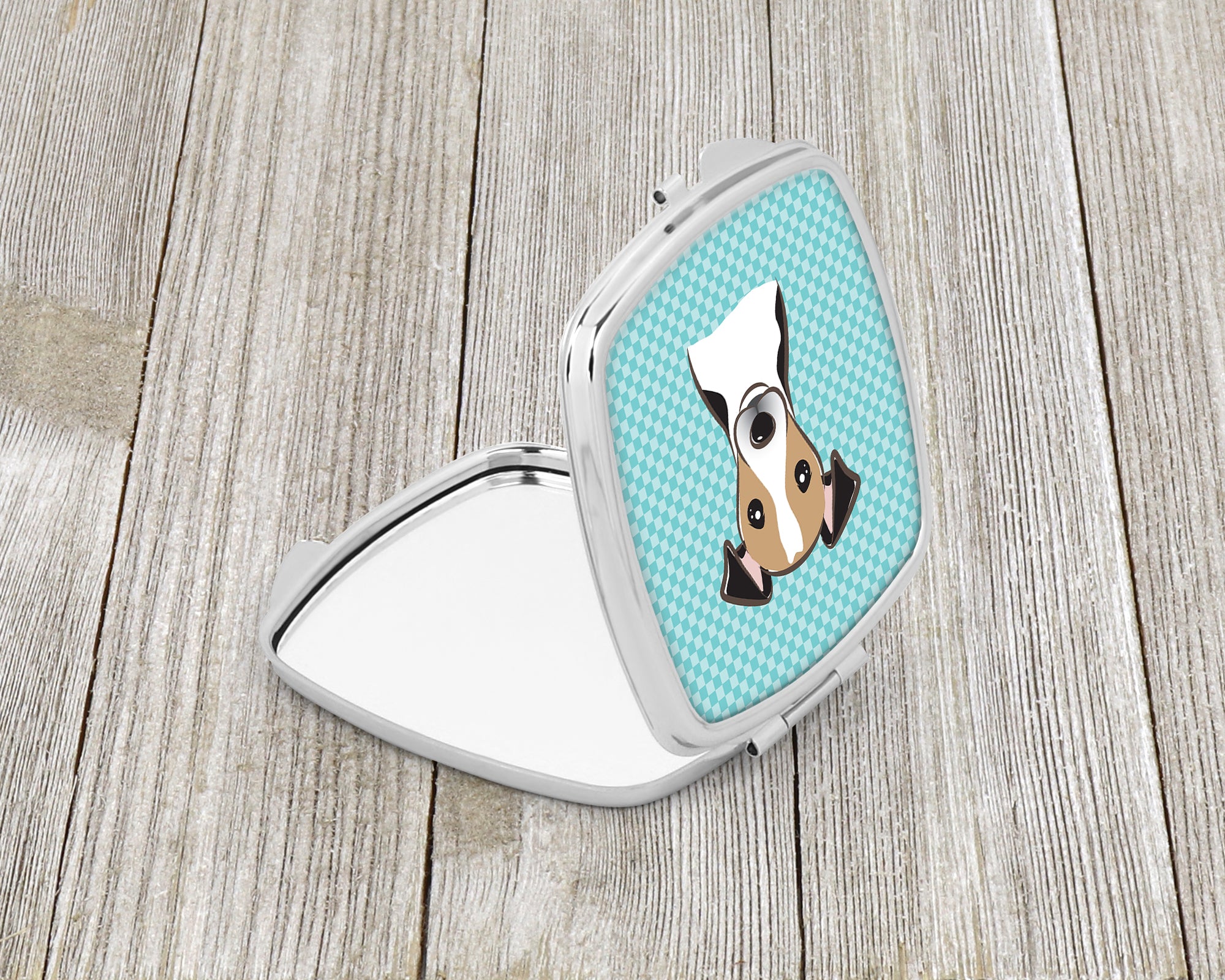 Checkerboard Blue Jack Russell Terrier Compact Mirror BB1199SCM  the-store.com.