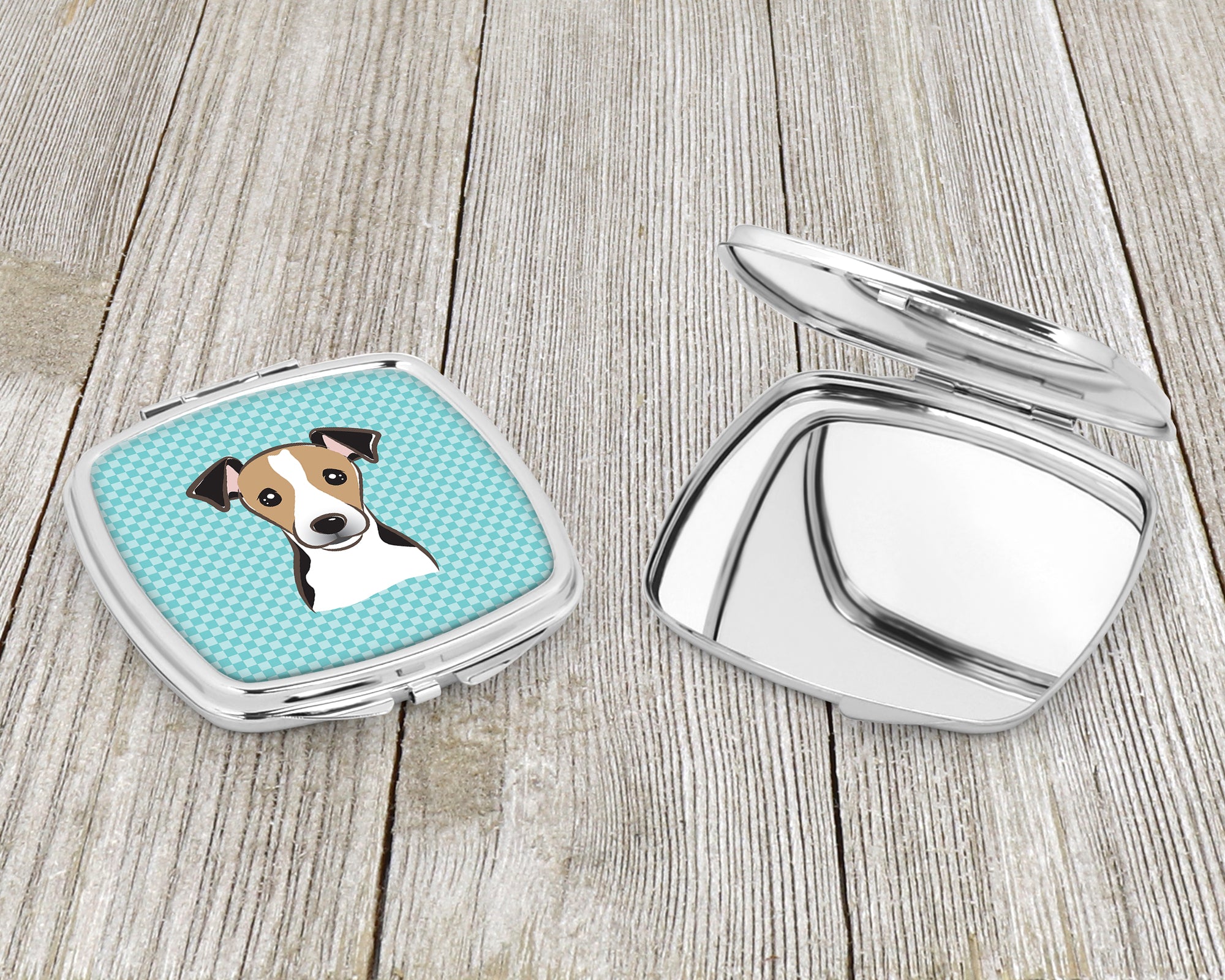 Damier Bleu Jack Russell Terrier Miroir Compact BB1199SCM