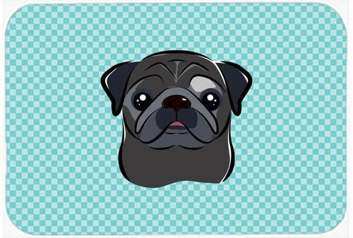 Checkerboard Blue Black Pug Mouse Pad, Hot Pad or Trivet BB1201MP by Caroline&#39;s Treasures