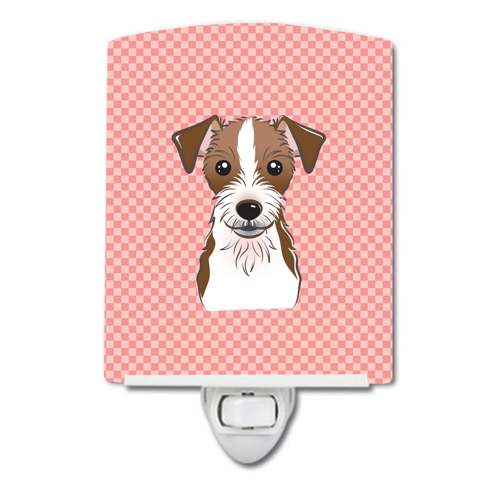 Checkerboard Pink Jack Russell Terrier Ceramic Night Light BB1202CNL - the-store.com