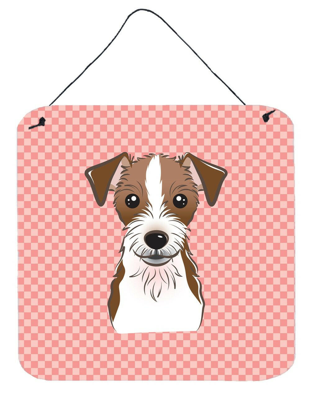 Checkerboard Pink Jack Russell Terrier Wall or Door Hanging Prints BB1202DS66 by Caroline&#39;s Treasures
