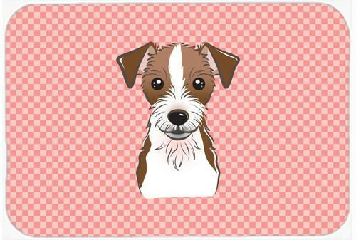 Checkerboard Pink Jack Russell Terrier Mouse Pad, Hot Pad or Trivet BB1202MP by Caroline&#39;s Treasures