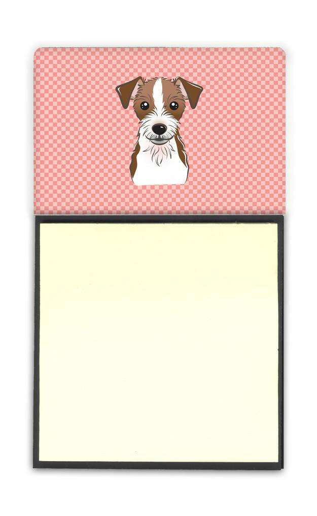 Checkerboard Pink Jack Russell Terrier Refiillable Sticky Note Holder or Postit Note Dispenser BB1202SN by Caroline's Treasures