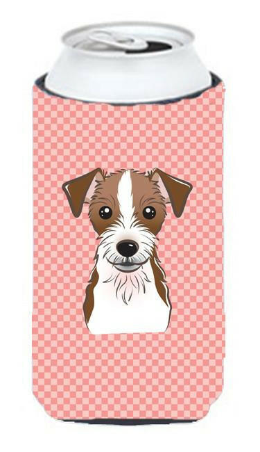 Checkerboard Pink Jack Russell Terrier Tall Boy Beverage Insulator Hugger BB1202TBC by Caroline&#39;s Treasures