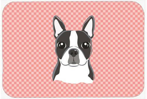Checkerboard Pink Boston Terrier Mouse Pad, Hot Pad or Trivet BB1203MP by Caroline&#39;s Treasures