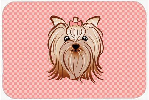 Checkerboard Pink Yorkie Yorkshire Terrier Mouse Pad, Hot Pad or Trivet BB1204MP by Caroline&#39;s Treasures