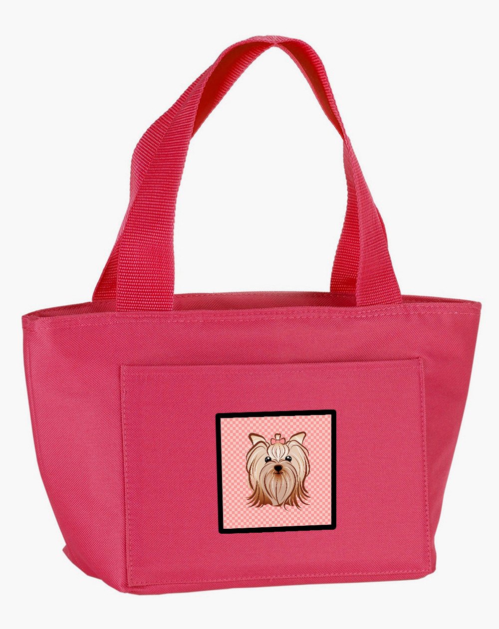 Checkerboard Pink Yorkie Yorkishire Terrier Lunch Bag BB1204PK-8808 by Caroline&#39;s Treasures