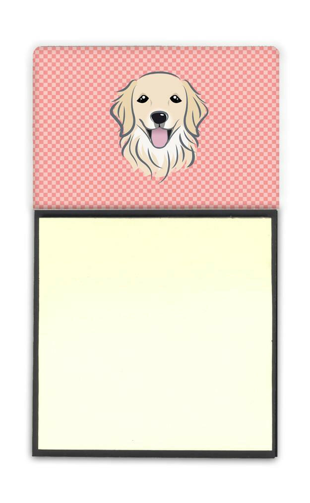 Checkerboard Pink Golden Retriever Refiillable Sticky Note Holder or Postit Note Dispenser BB1205SN by Caroline&#39;s Treasures