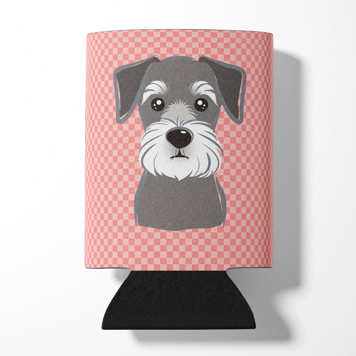 Checkerboard Pink Schnauzer Can or Bottle Hugger BB1206CC.
