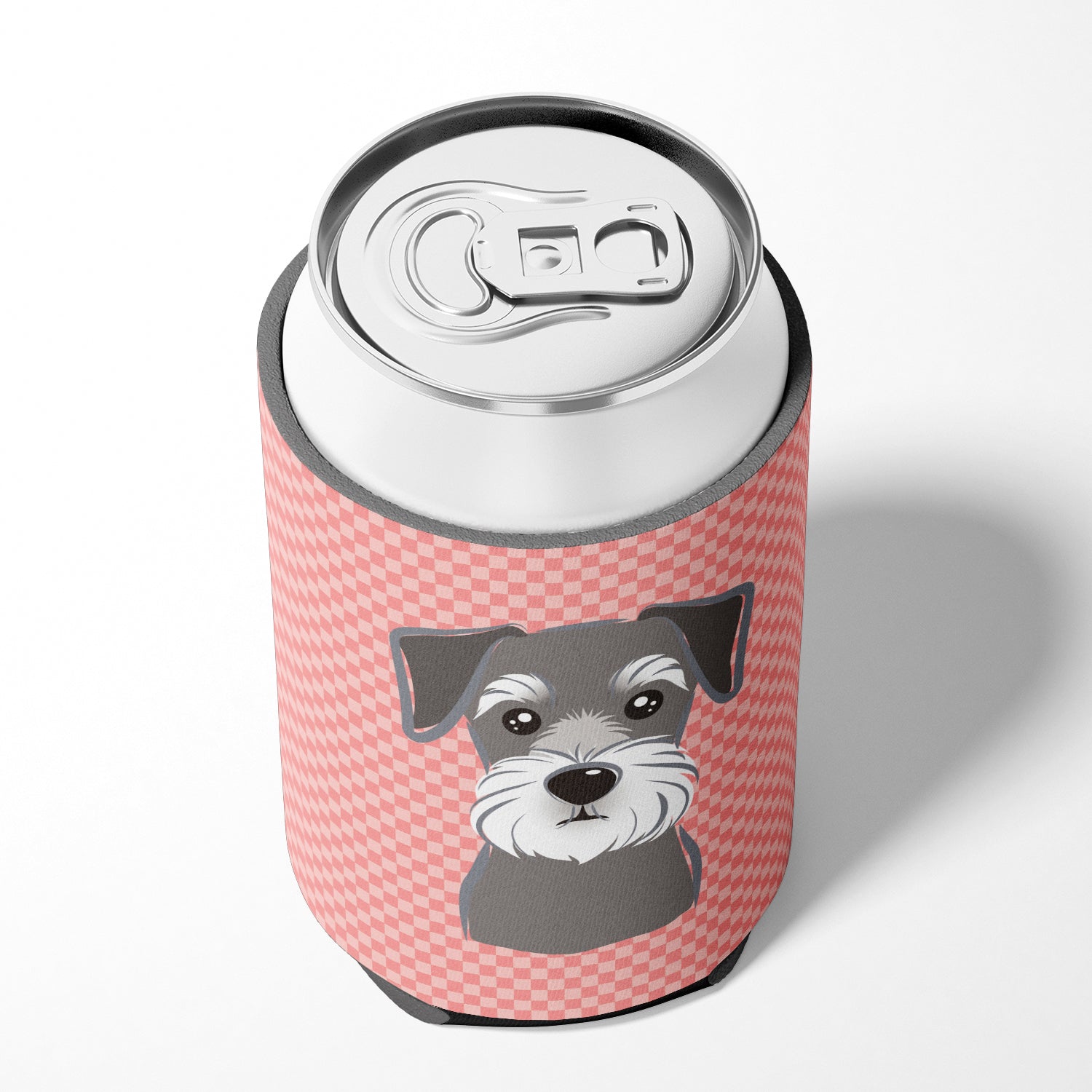 Checkerboard Pink Schnauzer Can or Bottle Hugger BB1206CC