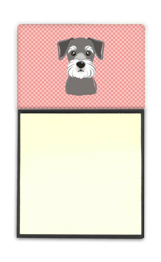 Checkerboard Pink Schnauzer Refiillable Sticky Note Holder or Postit Note Dispenser BB1206SN by Caroline&#39;s Treasures