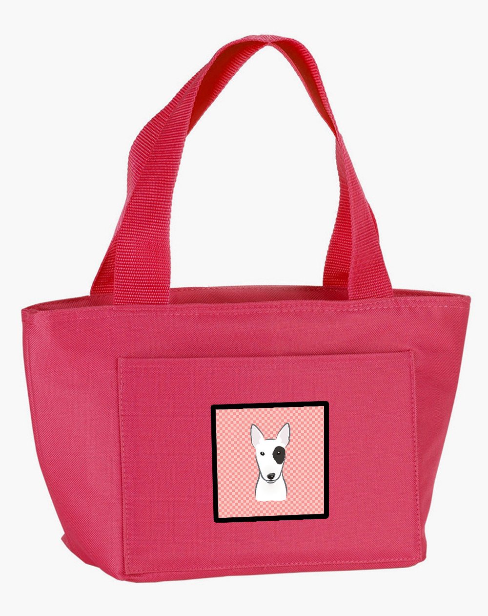 Checkerboard Pink Bull Terrier Lunch Bag BB1209PK-8808 by Caroline&#39;s Treasures