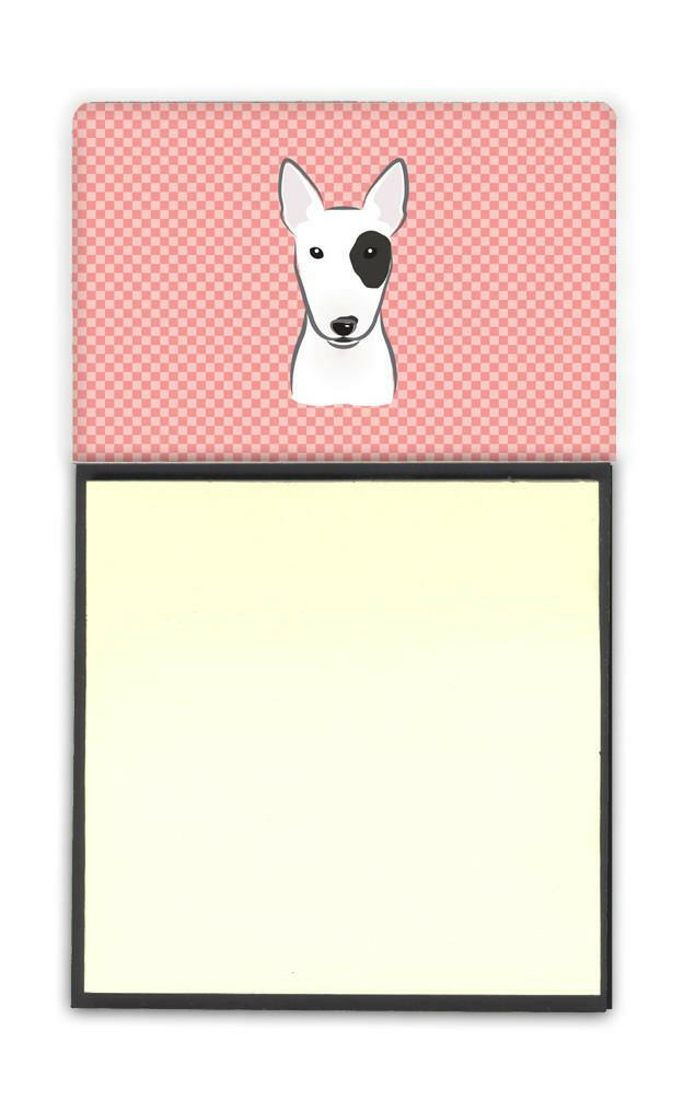 Checkerboard Pink Bull Terrier Refiillable Sticky Note Holder or Postit Note Dispenser BB1209SN by Caroline's Treasures