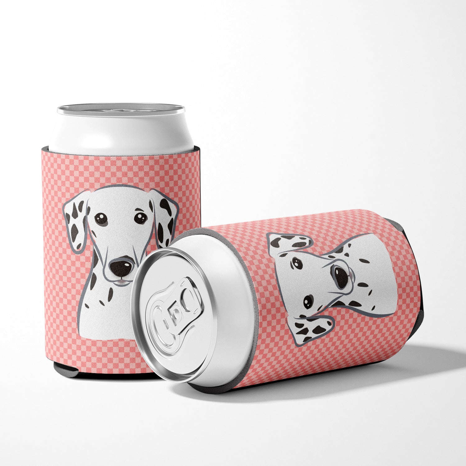 Checkerboard Pink Dalmatian Can or Bottle Hugger BB1210CC.
