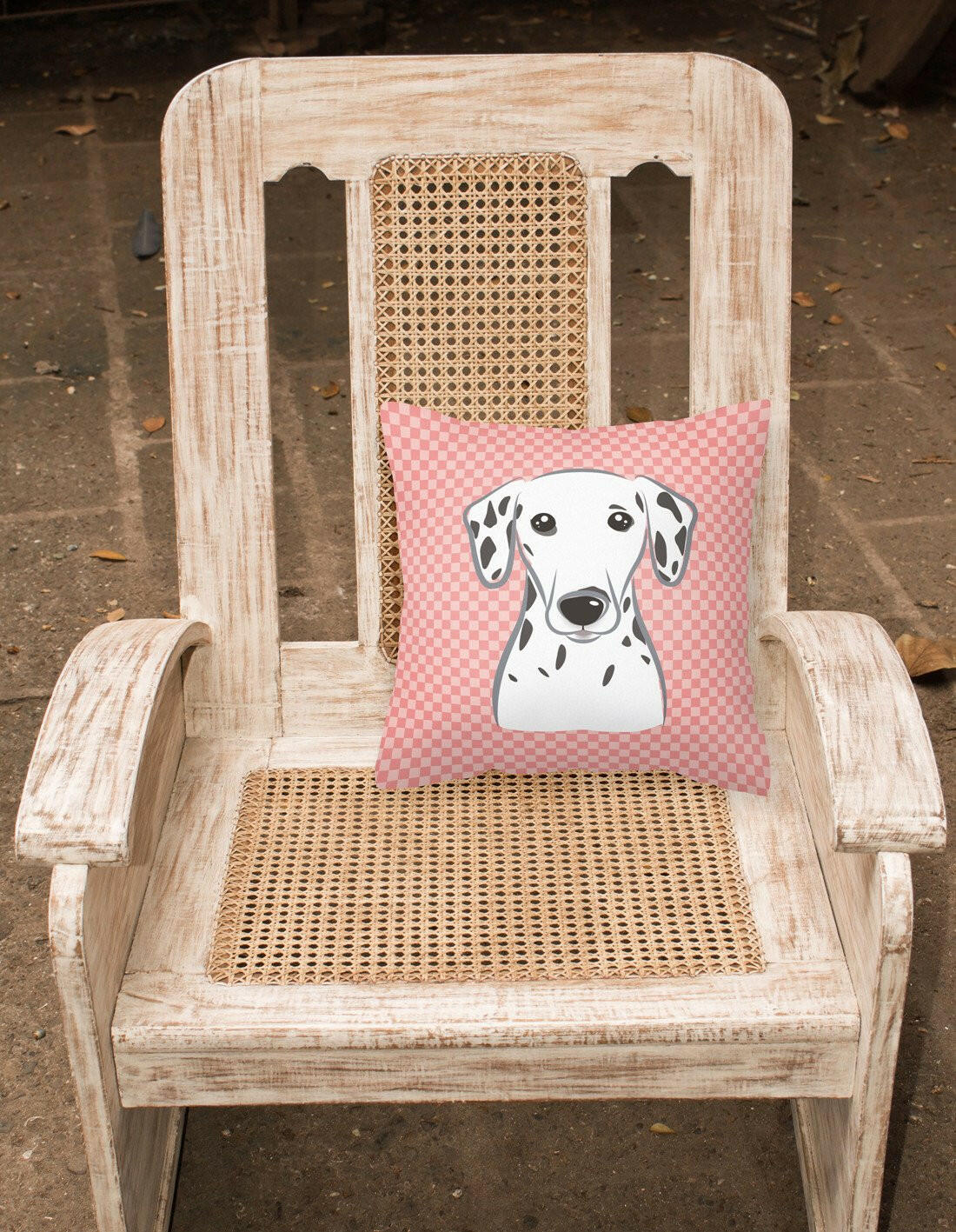Checkerboard Pink Dalmatian Canvas Fabric Decorative Pillow BB1210PW1414 - the-store.com