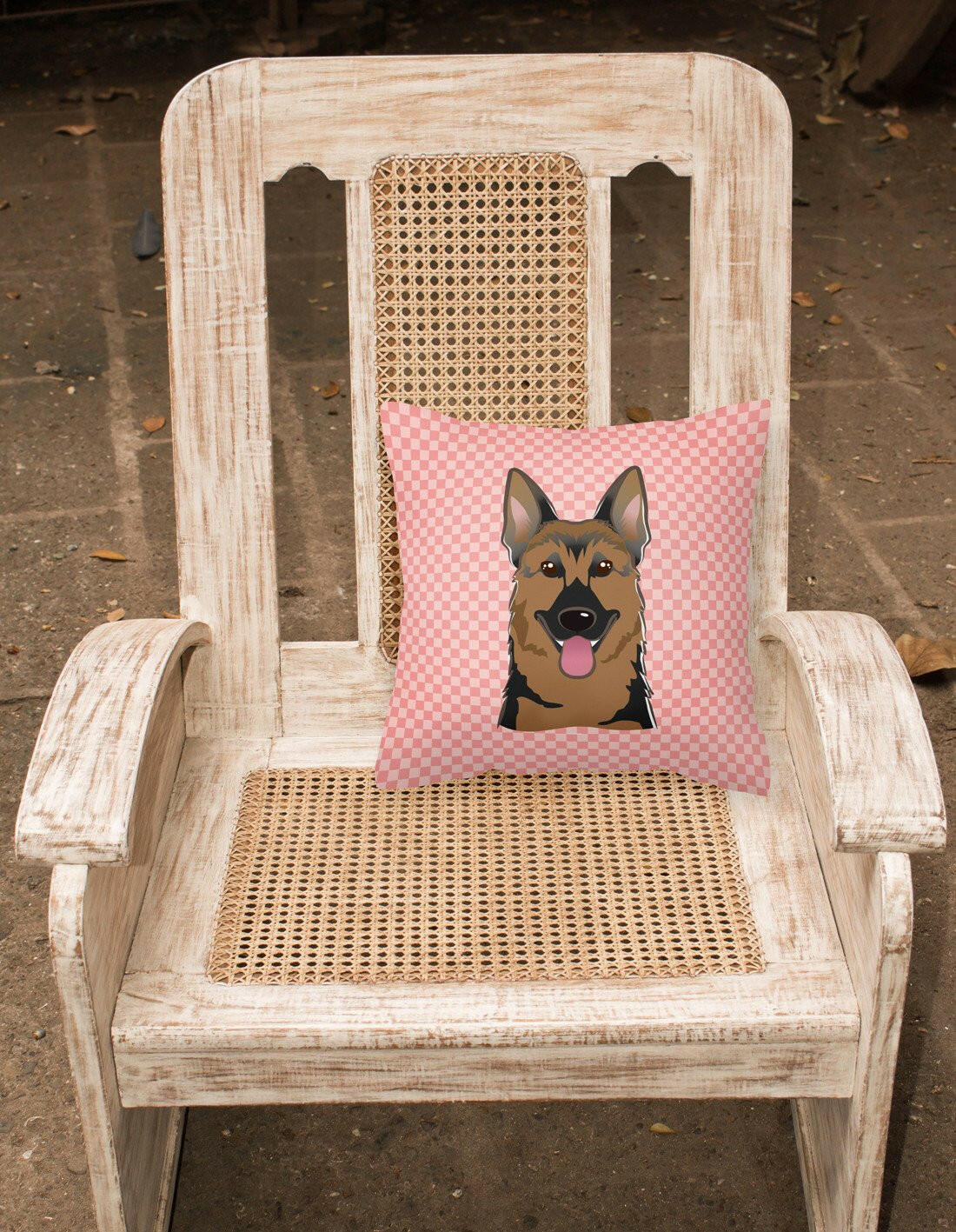 Checkerboard Pink German Shepherd Canvas Fabric Decorative Pillow BB1211PW1414 - the-store.com