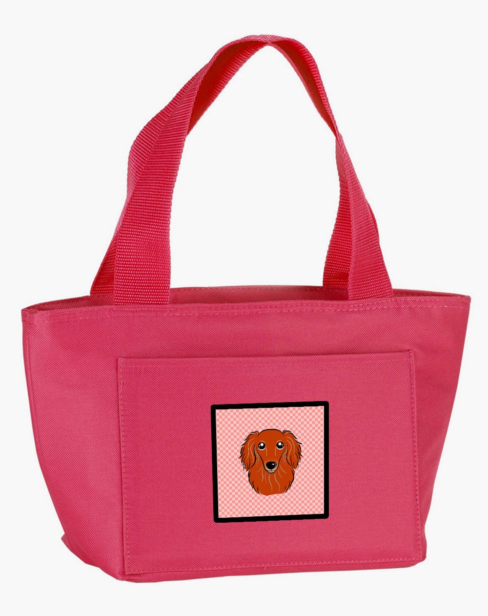 Checkerboard Pink Longhair Red Dachshund Lunch Bag BB1214PK-8808 by Caroline&#39;s Treasures