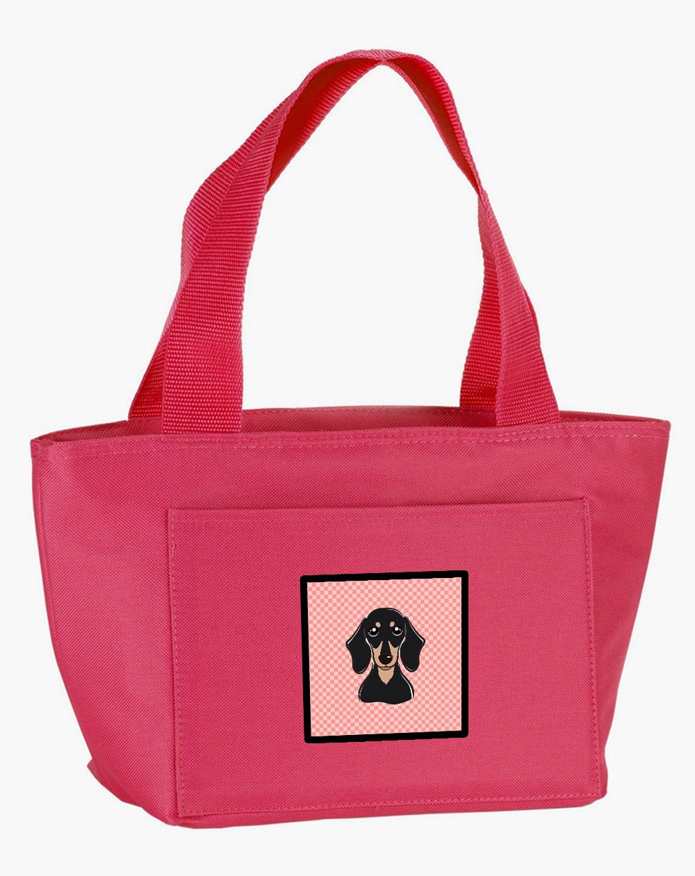 Checkerboard Pink Smooth Black and Tan Dachshund Lunch Bag BB1215PK-8808 by Caroline&#39;s Treasures