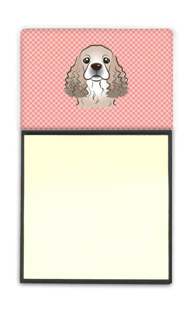 Checkerboard Pink Cocker Spaniel Refiillable Sticky Note Holder or Postit Note Dispenser BB1216SN by Caroline&#39;s Treasures
