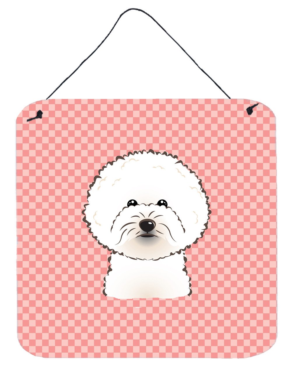 Checkerboard Pink Bichon Frise Wall or Door Hanging Prints BB1217DS66 by Caroline&#39;s Treasures