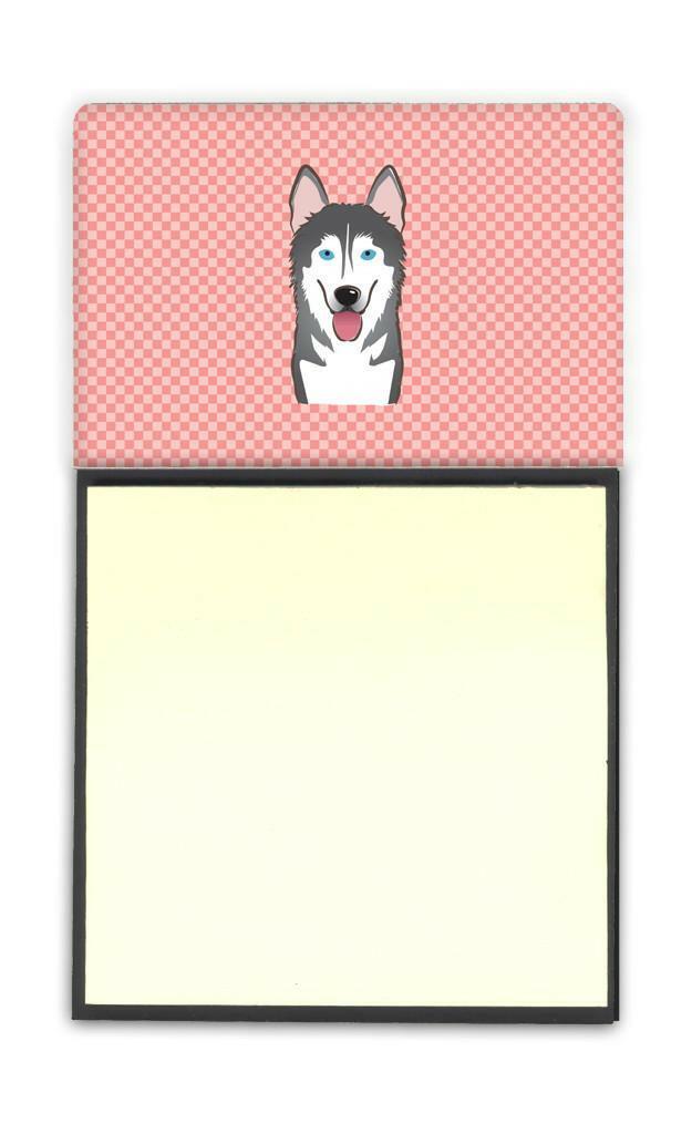 Checkerboard Pink Alaskan Malamute Refiillable Sticky Note Holder or Postit Note Dispenser BB1218SN by Caroline&#39;s Treasures