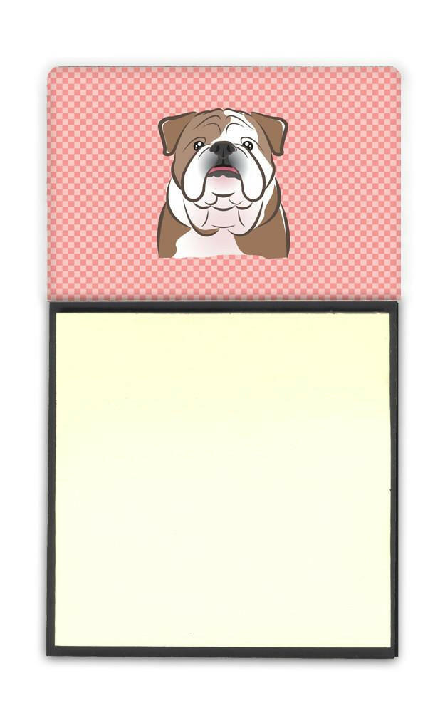 Checkerboard Pink English Bulldog  Refiillable Sticky Note Holder or Postit Note Dispenser BB1219SN by Caroline's Treasures