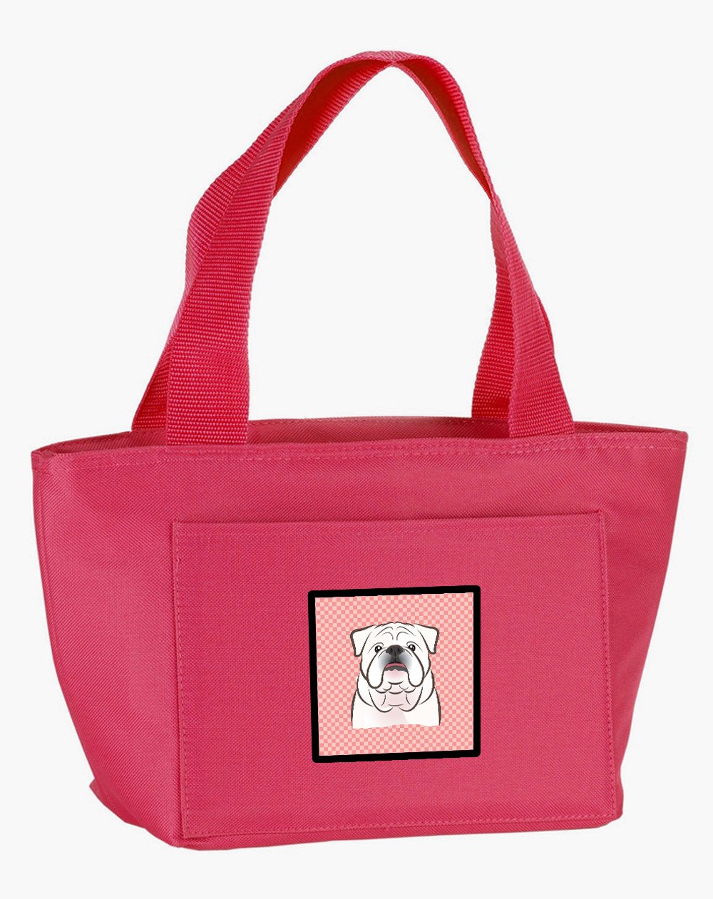 Checkerboard Pink White English Bulldog  Lunch Bag BB1220PK-8808 by Caroline's Treasures