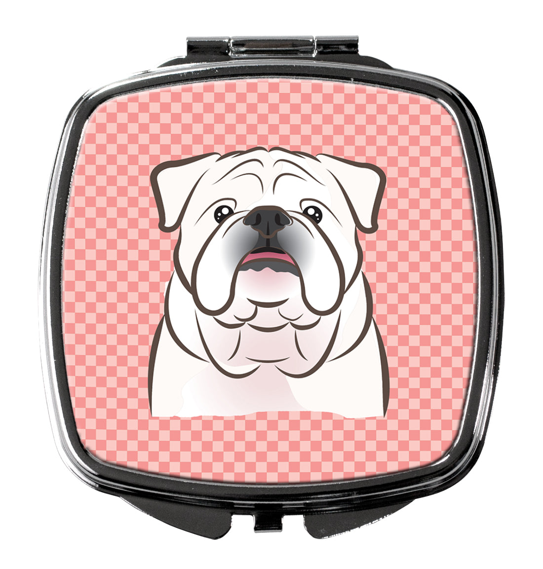 Checkerboard Pink White English Bulldog  Compact Mirror BB1220SCM