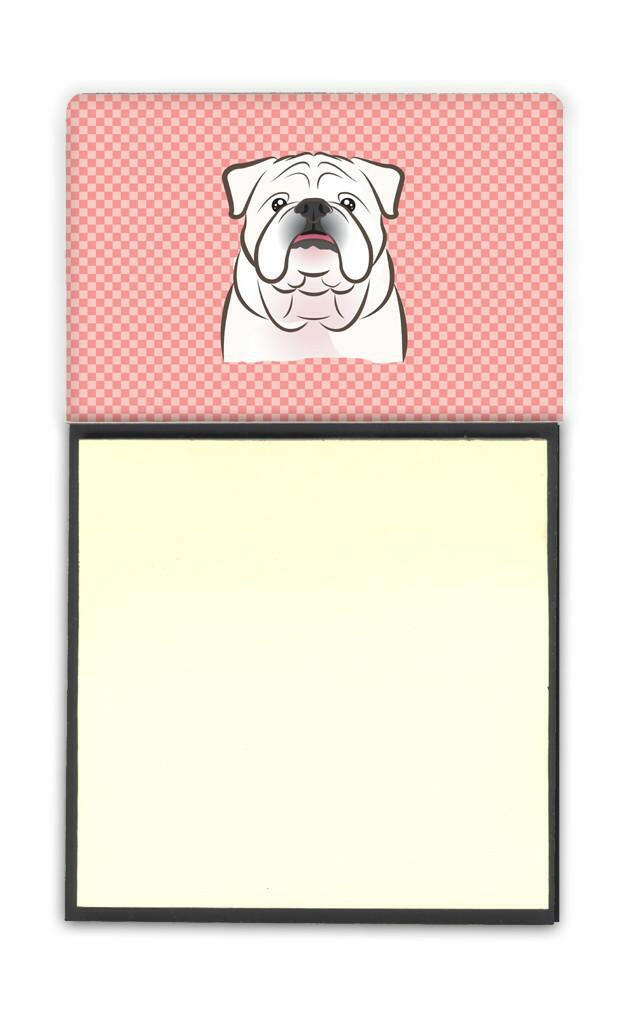 Checkerboard Pink White English Bulldog  Refiillable Sticky Note Holder or Postit Note Dispenser BB1220SN by Caroline&#39;s Treasures
