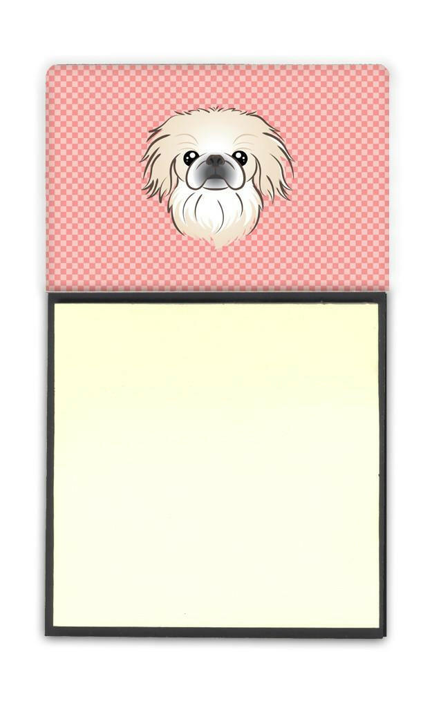 Checkerboard Pink Pekingese Refiillable Sticky Note Holder or Postit Note Dispenser BB1221SN by Caroline's Treasures