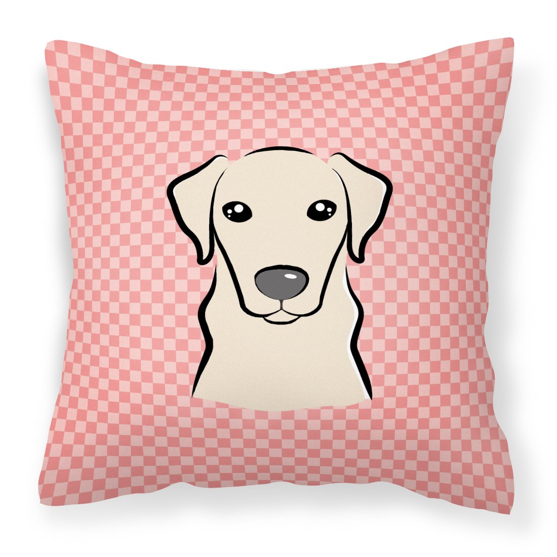 Checkerboard Pink Yellow Labrador Canvas Fabric Decorative Pillow by Caroline's Treasures