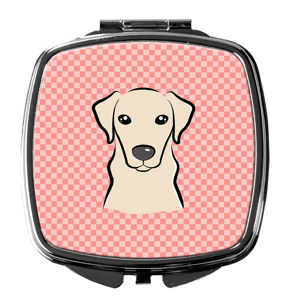 Checkerboard Pink Yellow Labrador Compact Mirror BB1222SCM