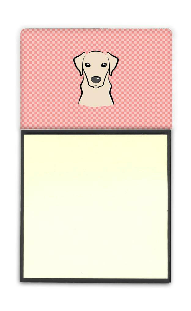 Checkerboard Pink Yellow Labrador Refiillable Sticky Note Holder or Postit Note Dispenser BB1222SN by Caroline&#39;s Treasures