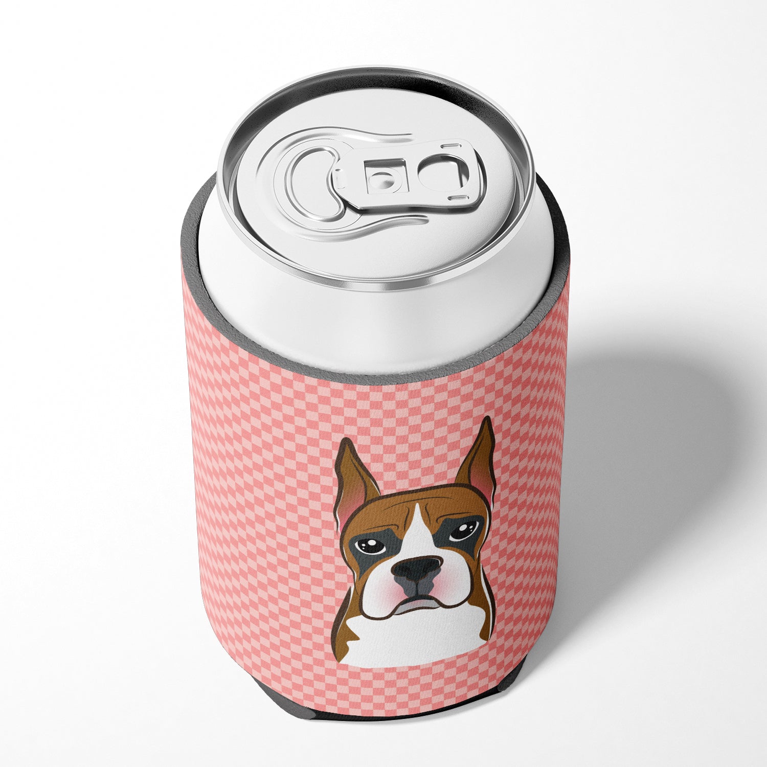 Checkerboard Pink Boxer Can or Bottle Hugger BB1223CC.