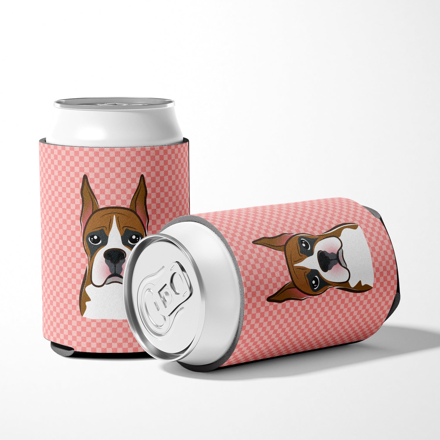 Checkerboard Pink Boxer Can or Bottle Hugger BB1223CC.