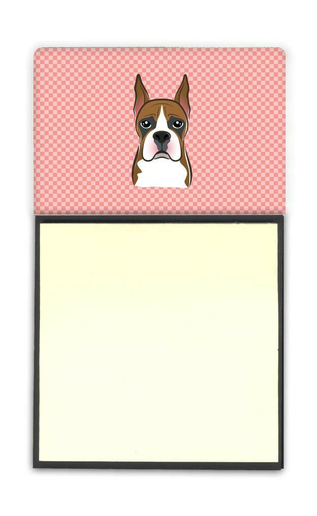 Checkerboard Pink Boxer Refiillable Sticky Note Holder or Postit Note Dispenser BB1223SN by Caroline's Treasures