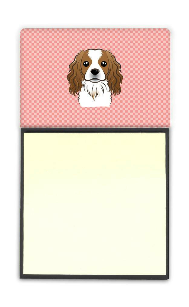 Checkerboard Pink Cavalier Spaniel Refiillable Sticky Note Holder or Postit Note Dispenser BB1224SN by Caroline&#39;s Treasures