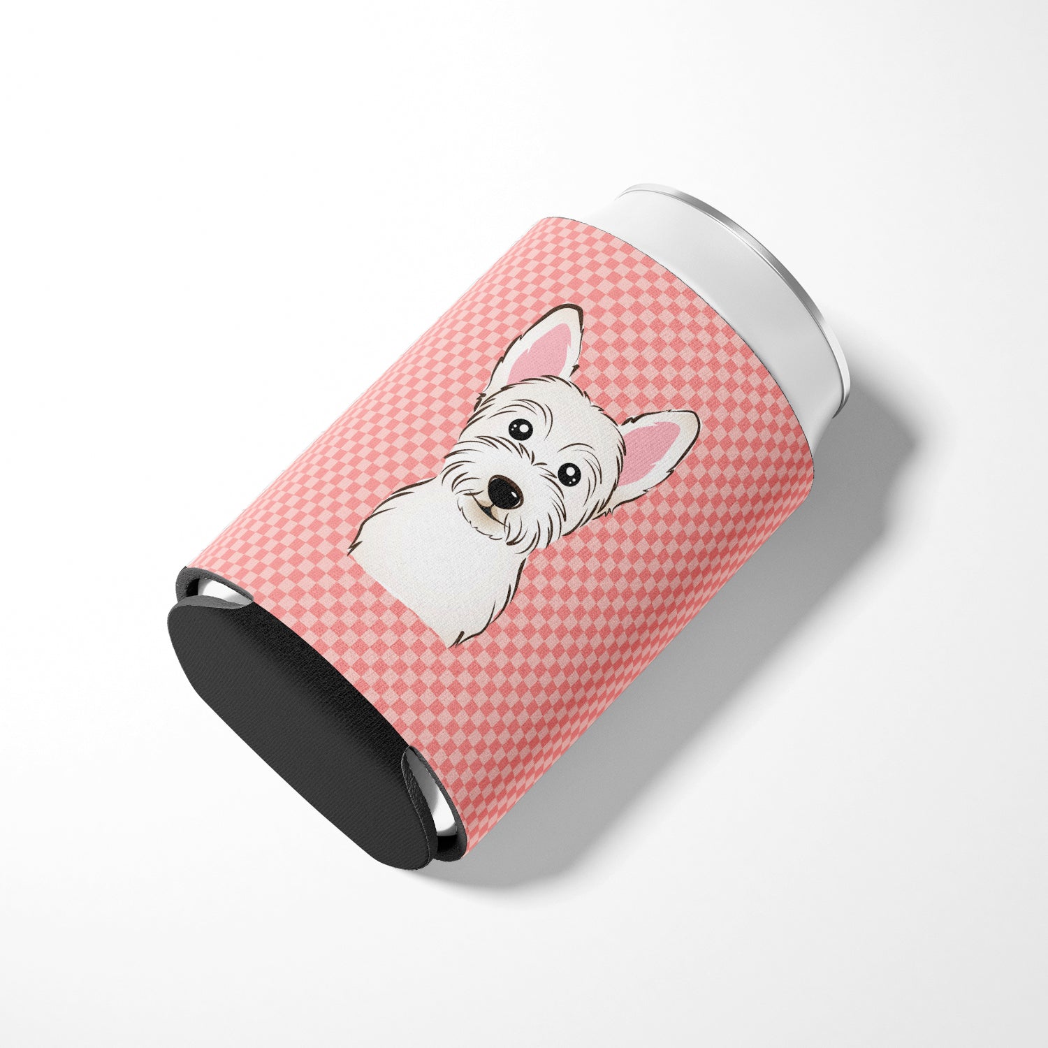 Checkerboard Rose Westie Canette ou Bouteille Hugger BB1226CC