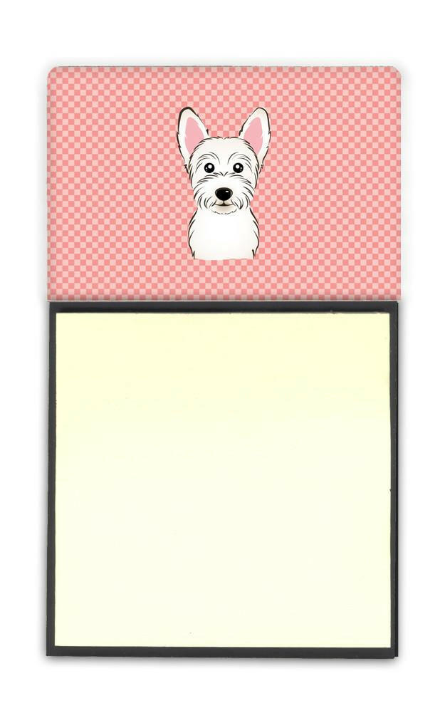Checkerboard Pink Westie Refiillable Sticky Note Holder or Postit Note Dispenser BB1226SN by Caroline&#39;s Treasures