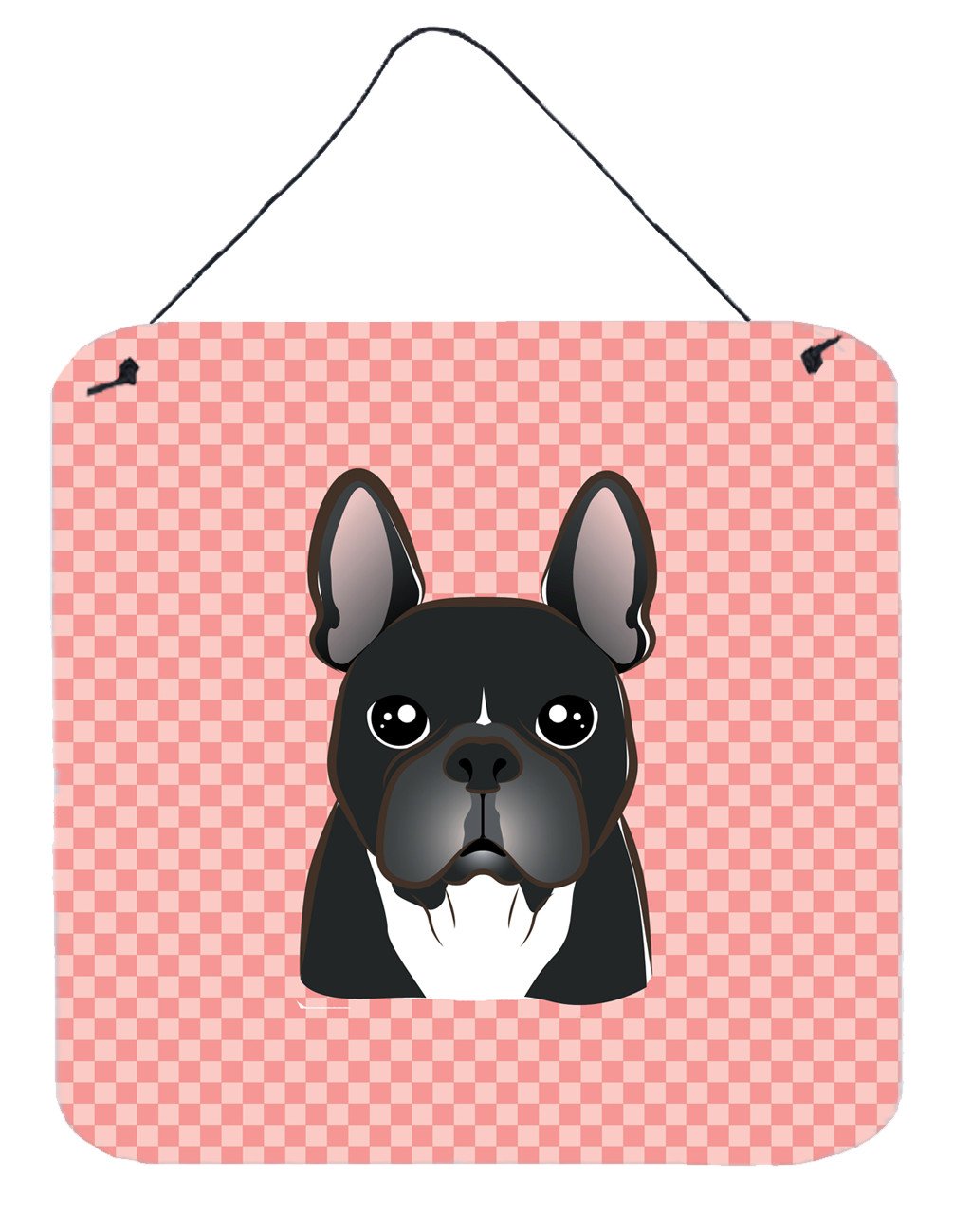 Checkerboard Pink French Bulldog Wall or Door Hanging Prints BB1227DS66 by Caroline&#39;s Treasures