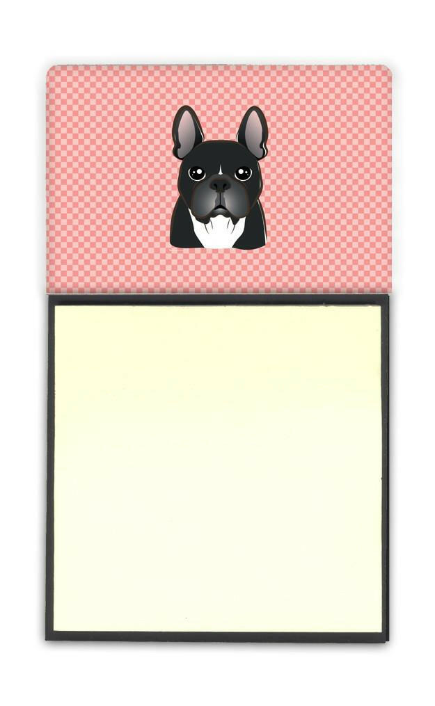 Checkerboard Pink French Bulldog Refiillable Sticky Note Holder or Postit Note Dispenser BB1227SN by Caroline&#39;s Treasures