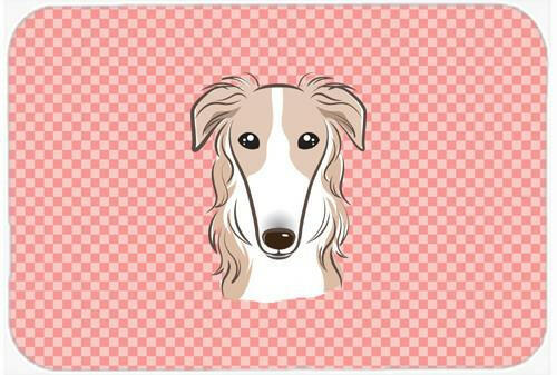 Checkerboard Pink Borzoi Mouse Pad, Hot Pad or Trivet BB1228MP by Caroline&#39;s Treasures