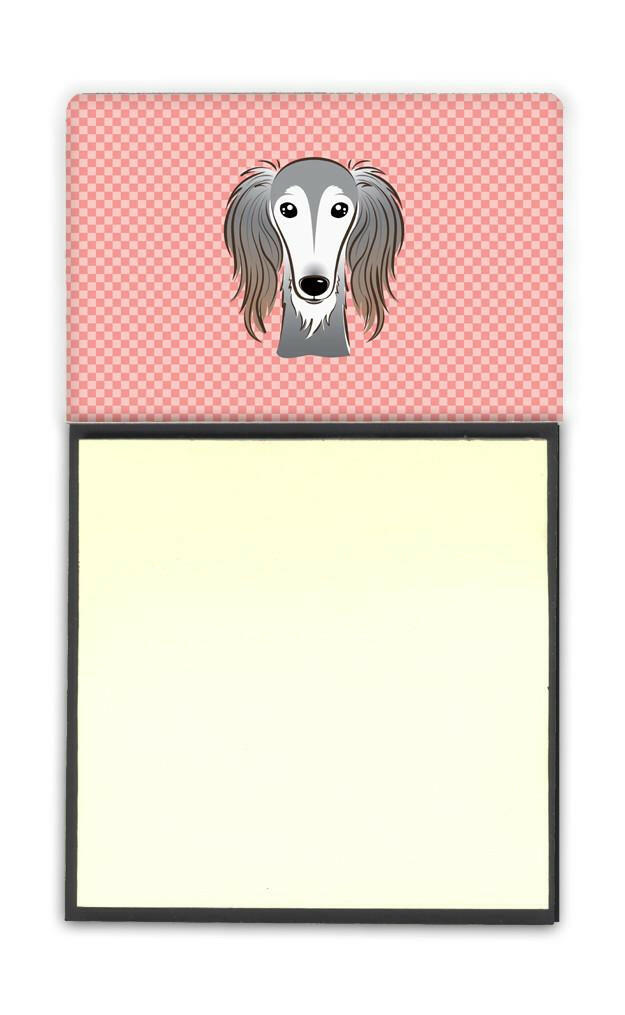 Checkerboard Pink Saluki Refiillable Sticky Note Holder or Postit Note Dispenser BB1229SN by Caroline's Treasures
