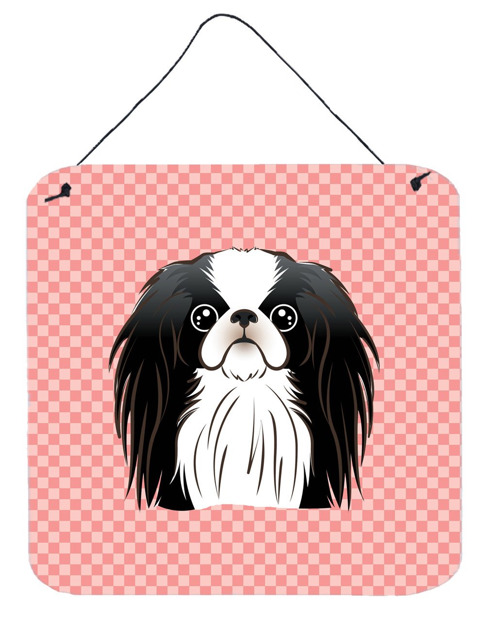 Checkerboard Pink Japanese Chin Wall or Door Hanging Prints BB1230DS66 by Caroline&#39;s Treasures
