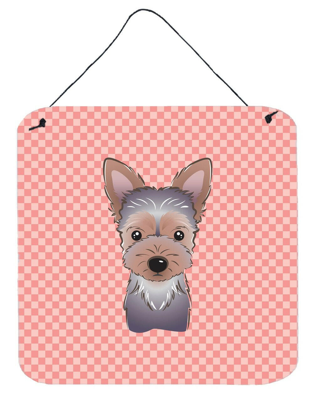 Checkerboard Pink Yorkie Puppy Wall or Door Hanging Prints BB1232DS66 by Caroline's Treasures